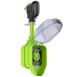 50-Amp RV Surge Protector Plug with 3060 Joules Surge Protection - Weatherproof Cover and OCP Reset