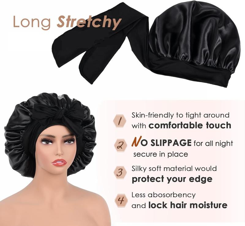 New Satin Sleeping Cap For Women Solid Wide Band Stretch Head Tie Silky Bonnet Edge Wrap Nightcap Hair Care Shower Head Cover