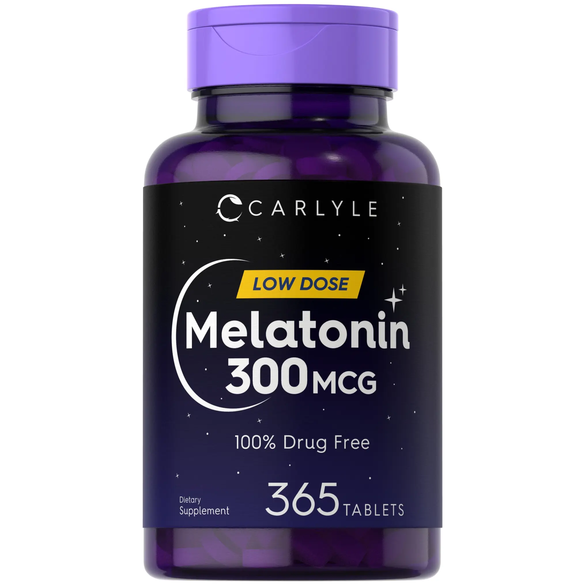 Carlyle Melatonin 300 mcg - 365 Tablets - Low Dose - Vegetarian, Non-GMO and Gluten Free