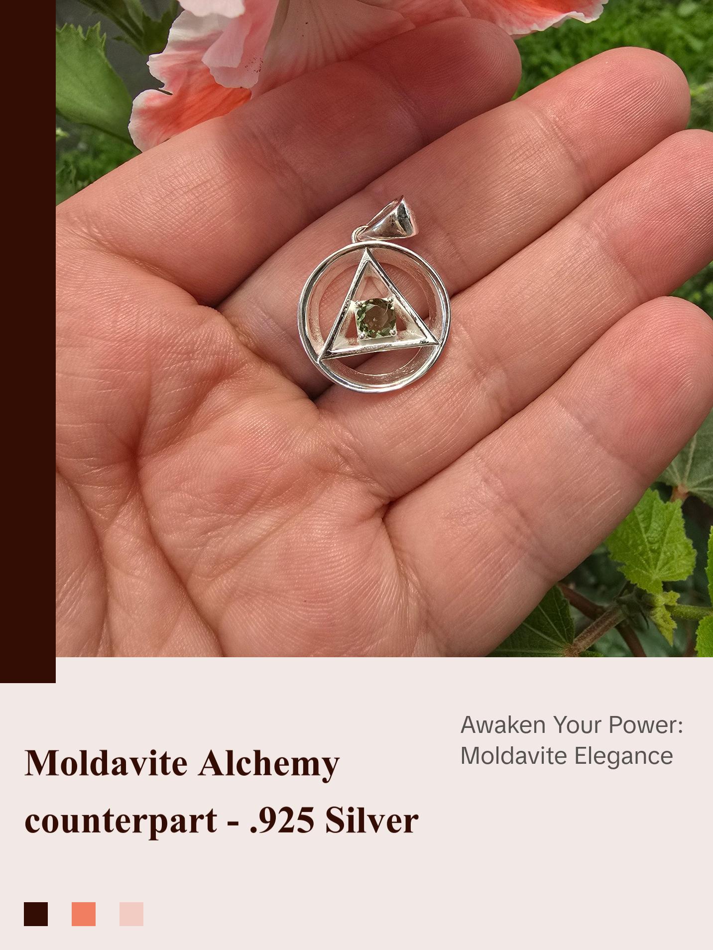 Moldavite Alchemy Pendant-Moldavite faceted Gemstone .925 Silver