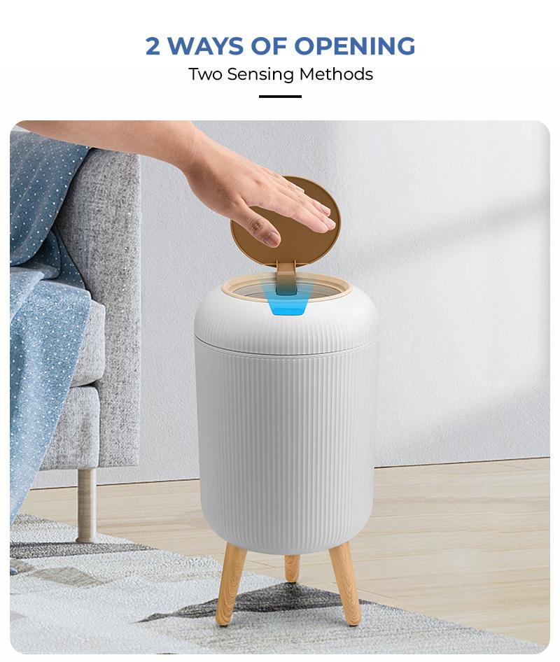 Pukomc Smart Induction Waterproof Trash Can for Bathroom, Bedroom, Office Nordic Style, Household Items Saving Space Motion Sensor Multifunctional Home Goods Environmentally Friendly Automatic
