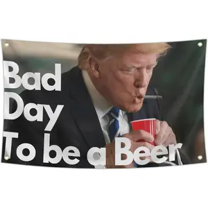 Trump Flag 3x5 Feet Bad Day To Be A Beer Flag Banner for College Dorm Room Man Cave Frat Wall Outdoor Indoor Decor with 4 Brass Grommets Decoration Party Gift Decorative Lightweight, bedroom decor tapestry mens room decor cheap bedroom decor