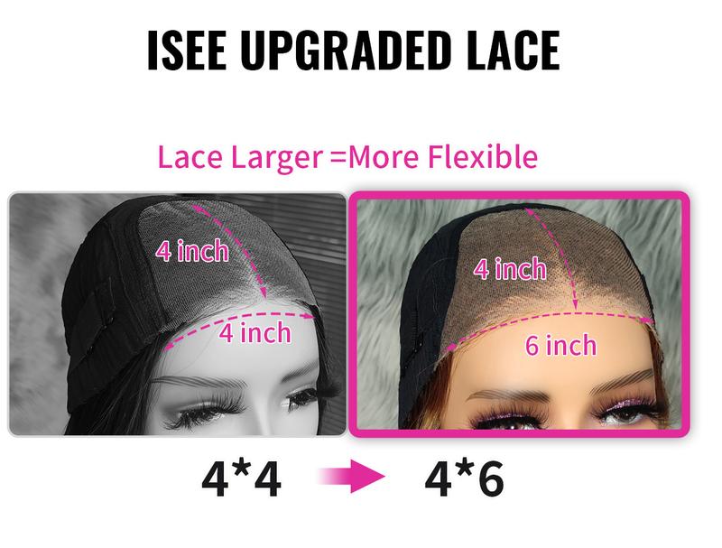 ISEE Wear Go Deep Wave Middle-Long Highlight Brown 180% Density Pre Cut 4*6 Lace Closure Wig Beginner Friendly Gift for Girlfriend/Wife/Family #Dealsforyoudays#TikTokShopHolidayHaul