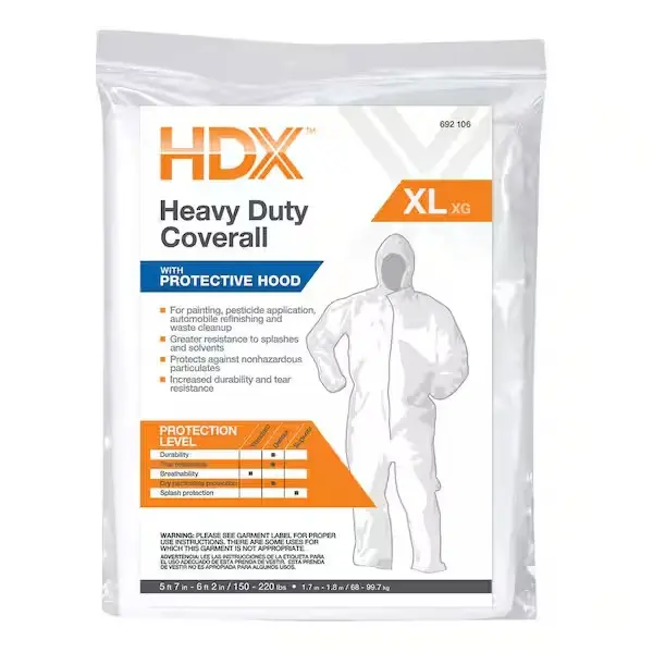 Men's Heavy-Duty Protective Workwear Coverall with Hood Included - Extra Coverage Clothes for Painters, Durable, White, XL