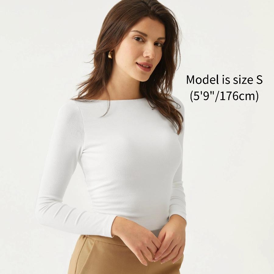OGL Eco-Mousse Boatneck Ruched Sides Open Back Brami Top Clothes Women women's fall clothing Breathable Cotton going outfits cute fall tops SpringStatements