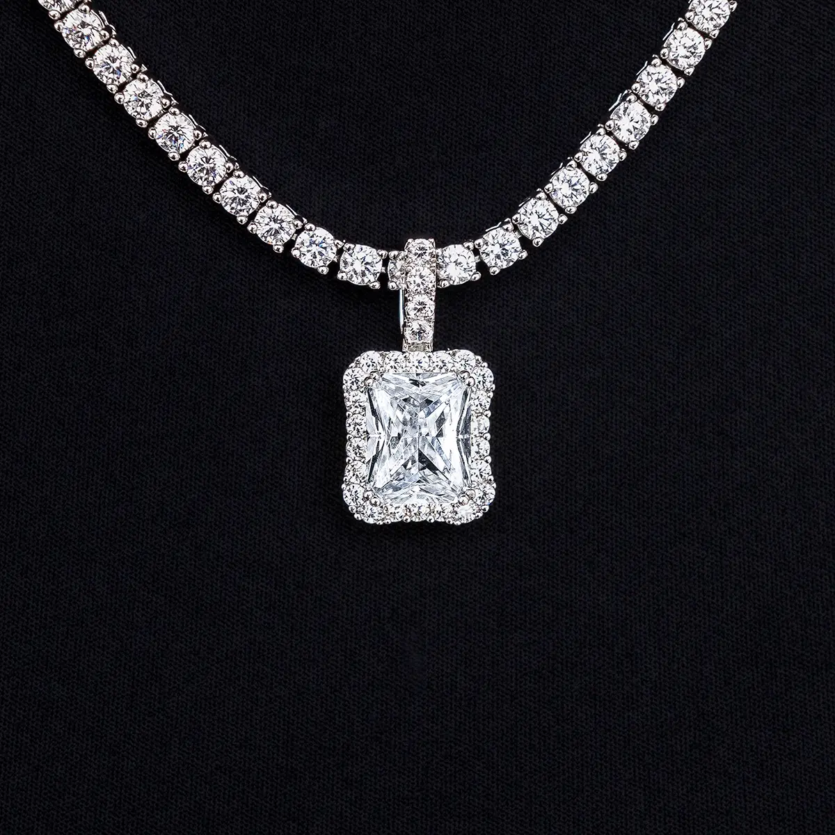 GLD Micro Diamond Stone Pendant in White Gold - Perfect Gift