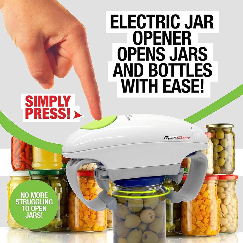 RoboTwist Automatic Jar Opener, Deluxe Accessibility Model with Enhanced Torque, Hands-Free Electric Opener for All Jar Sizes – Ideal for Limited Grip Strength and Easy for Anyone to Use