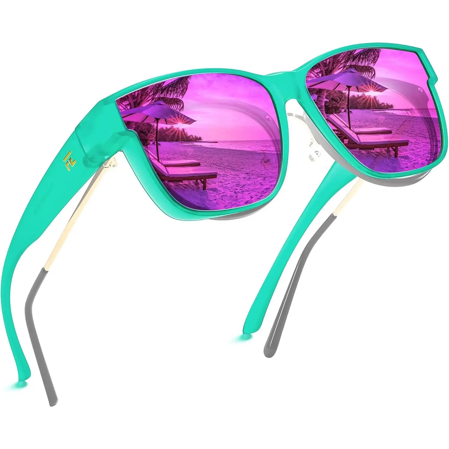 EyeconicFinds Women's Oversized Polarized Sunglasses - Large Frames, UV400 Protection, Lightweight, Trendy, Anti-Glare Frames, Beachwear, Accessories for Women, Suitable for Large Faces, Ideal for Driving, B0250, Over-Glasses Frames