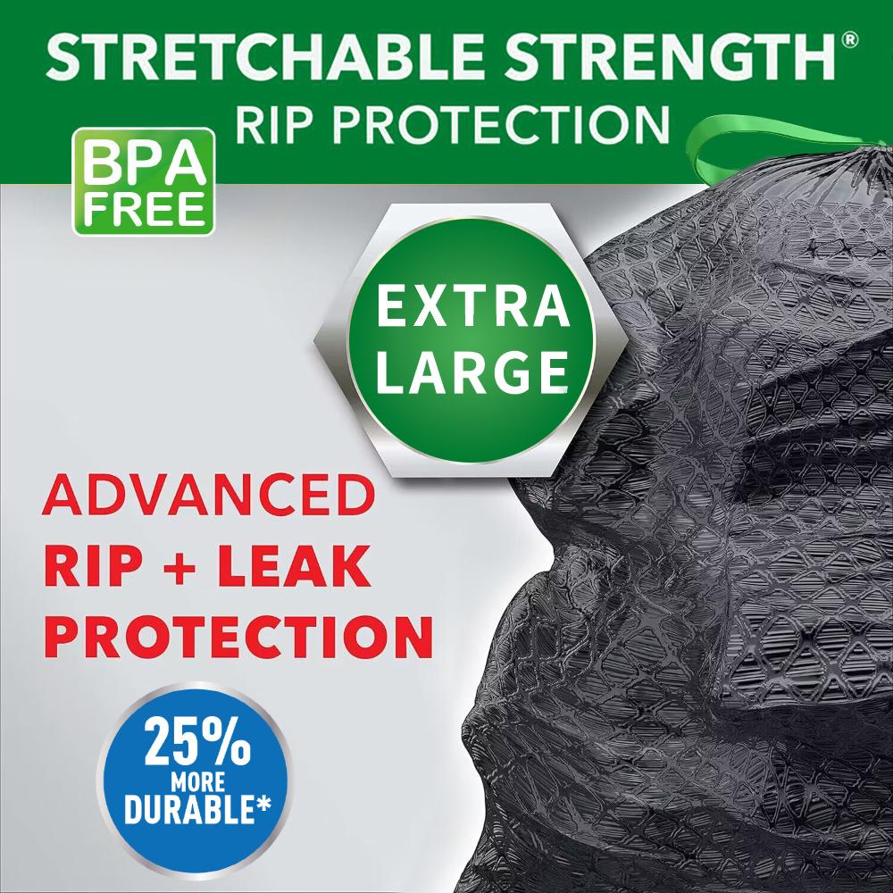 Scotts 33 Gallon  Disposable Non-Rip Black Large Drawstring Garbage Bags, Suitable for Large Kitchen Garbage Cans, Super Strong  Industrial, Garden, Home, Cleaning Supplies - Durable, Leak-proof, Easy to Use Trash bag