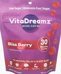 Melatonin-Free Sleep Gummies | Magnesium, Ashwagandha, Tart Cherry & L-Theanine | Natural Calm & Restful Sleep Support | Vegan, Sugar Free Bliss Berry | 30 Count