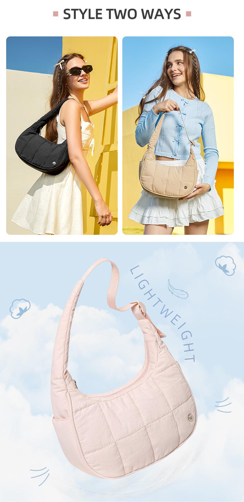 WESTBRONCO TikTokShopSpringGlowUp Crescent Shoulder Bag 2026 Viral Small Puffy Fashion Stylish with 2 Side Pockets Adjustable Strap for Women Waterproof Lightweight Travel Gym Dating Purse for Spring Trendy Gift for Her SpringStatements