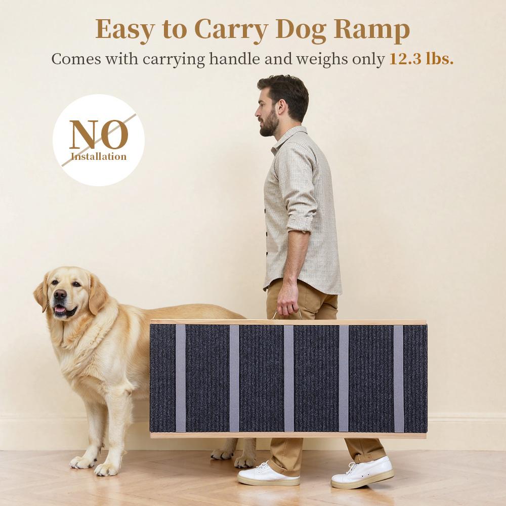 PetCozife Extra Wide Dog Ramp, Folding Wooden Pet Ramp for Bed, with 23" Long Ramp, Adjustable from 15.2" to 23", Adjustable Dog Ramp for Small, Large, Old Dogs & Cats, Suitable for Couch, Sofa, Car, Portable Stable Dog Pet Steps, Supports Up to 200lbs