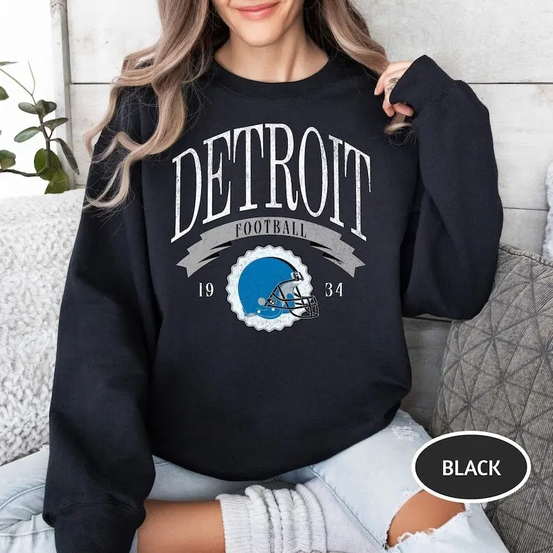 Vintage Detroit Lion Sweatshirt Retro Lion Crewneck Popular Detroit Game Day Football Shirt Detroit Lion Sweater Detroit Gift Vintage Lions