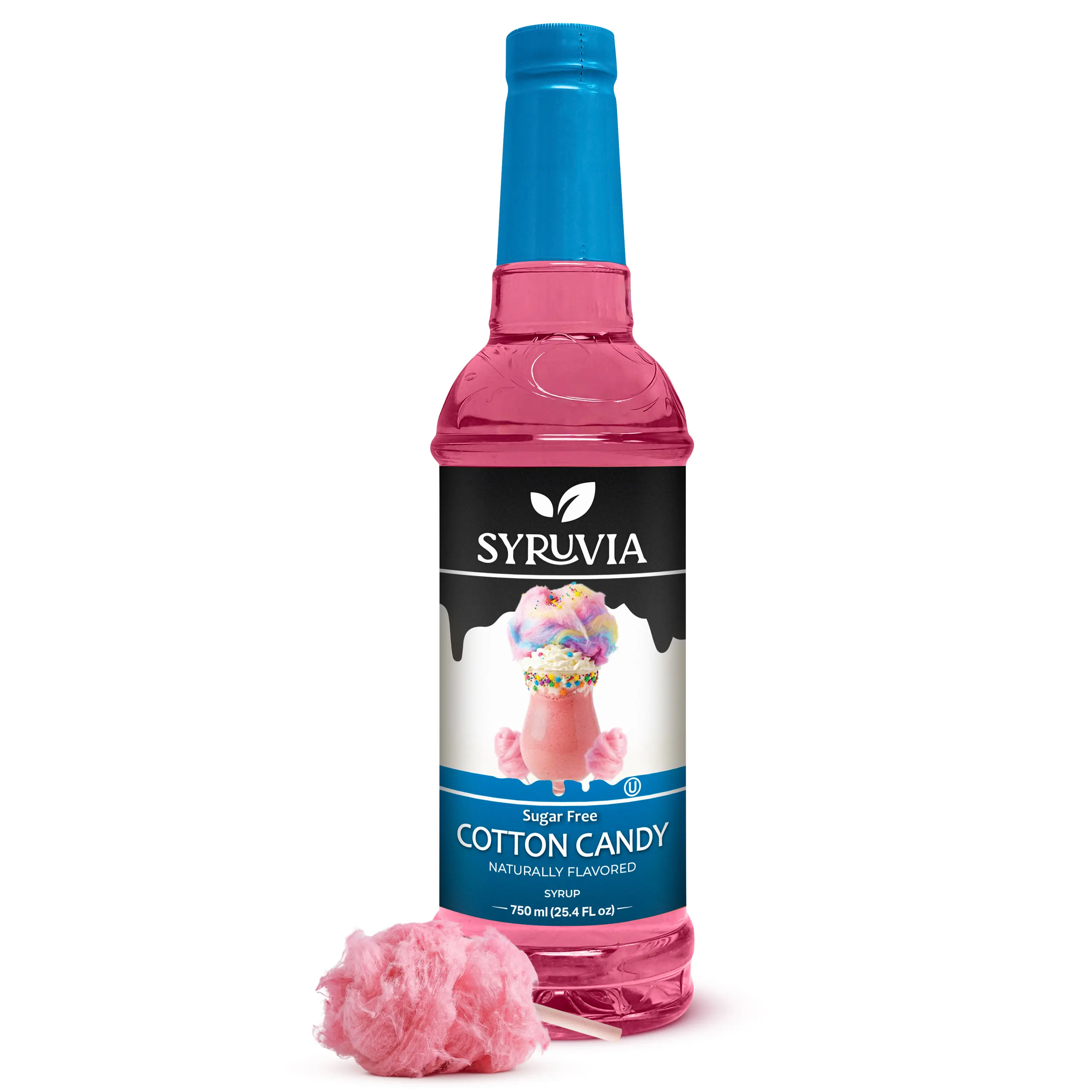 Syruvia No Sugar Cotton Candy Flavored Syrup - Sweet, Gluten-Free Beverage Syrup for Drinks, Desserts - Playful Sweetness Concentrate, 25.4 fl oz