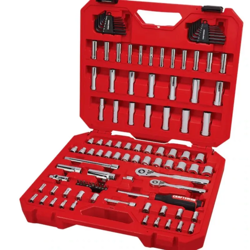 CRAFTSMAN 105-Piece Metric/SAE Mix Mechanic Hand Tool Kit, Hardened Steel Long-Lasting Tools with Hard Case, for Machinery Repair, DIY Enthusiasts, Full Repair Range Use