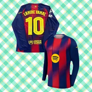 Classic 2024/25 Home Blaugrana No. 10 Lamine Yamal Premium Long-Sleeve Retro Soccer Jersey (Fan Edition)