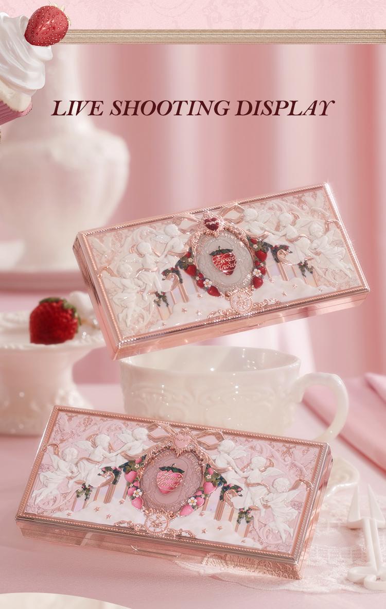 Flower Knows Strawberry Cupid Collection Makeup Palette, Matte, Shimmer, all-in-one Palette, Blush, Longlasting, High Pigment, Ideal For Office, Travel or Date