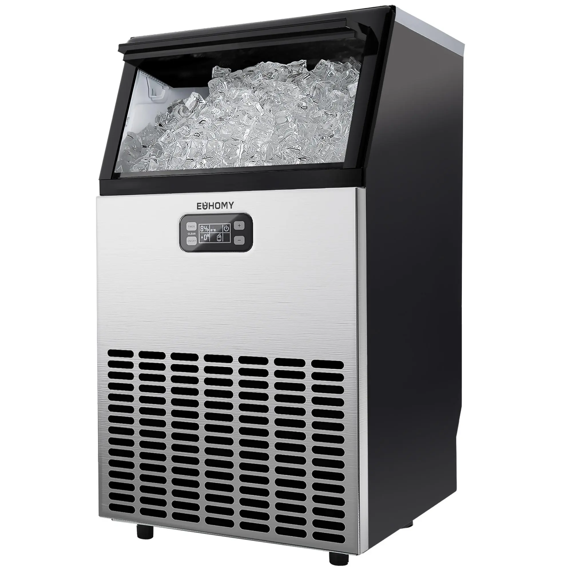 EUHOMY Commercial Ice Maker Machine, 100lbs/24H Stainless Steel Under Counter ice Machine with 33lbs Ice Storage Capacity, Freestanding Ice Maker, Kitchen Portable,home essentials