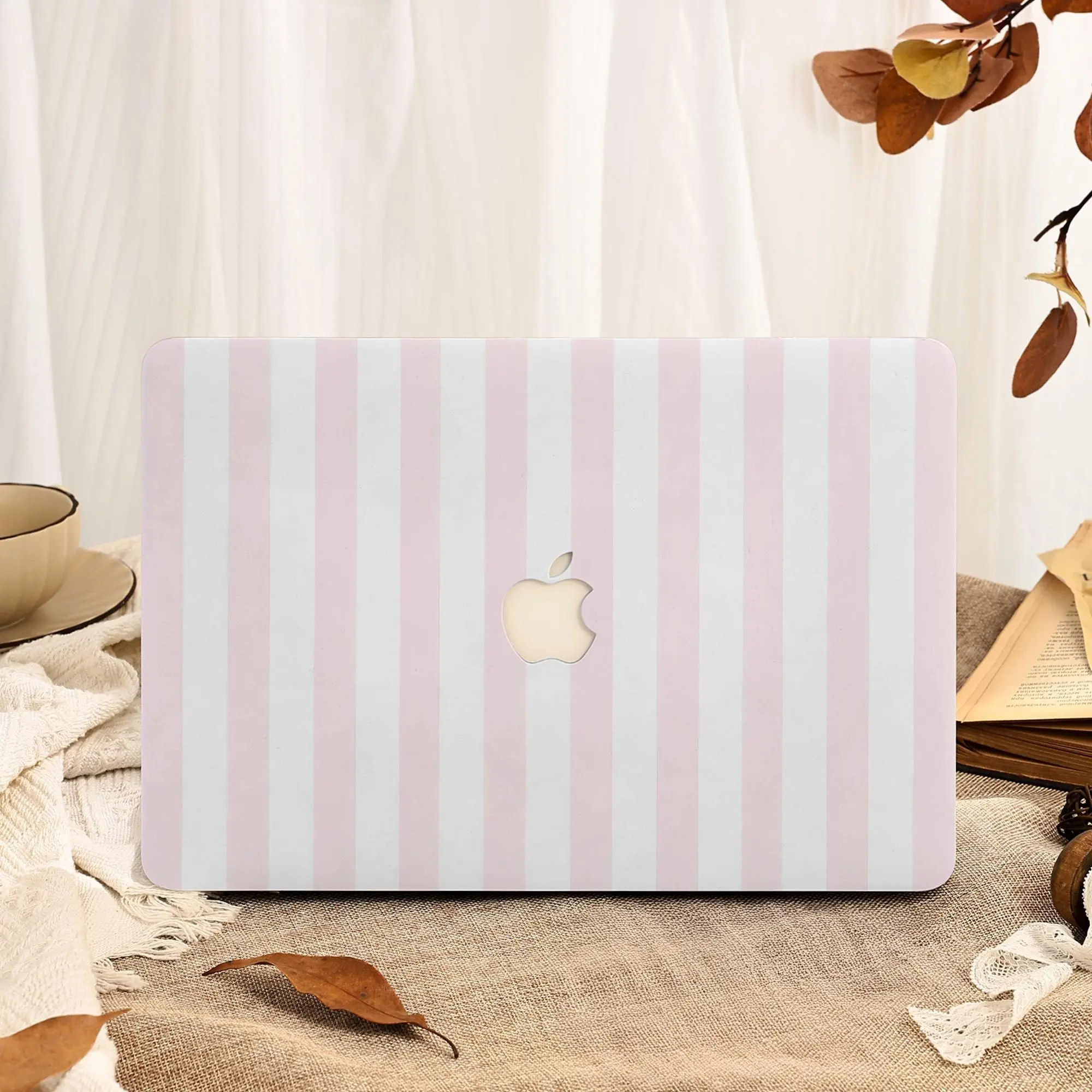 Pink-white Vertical Stripes Macb Case for Macb Air 15 13, Macb Pro 16 14 13 Inch,  Macb Protective Case Cover