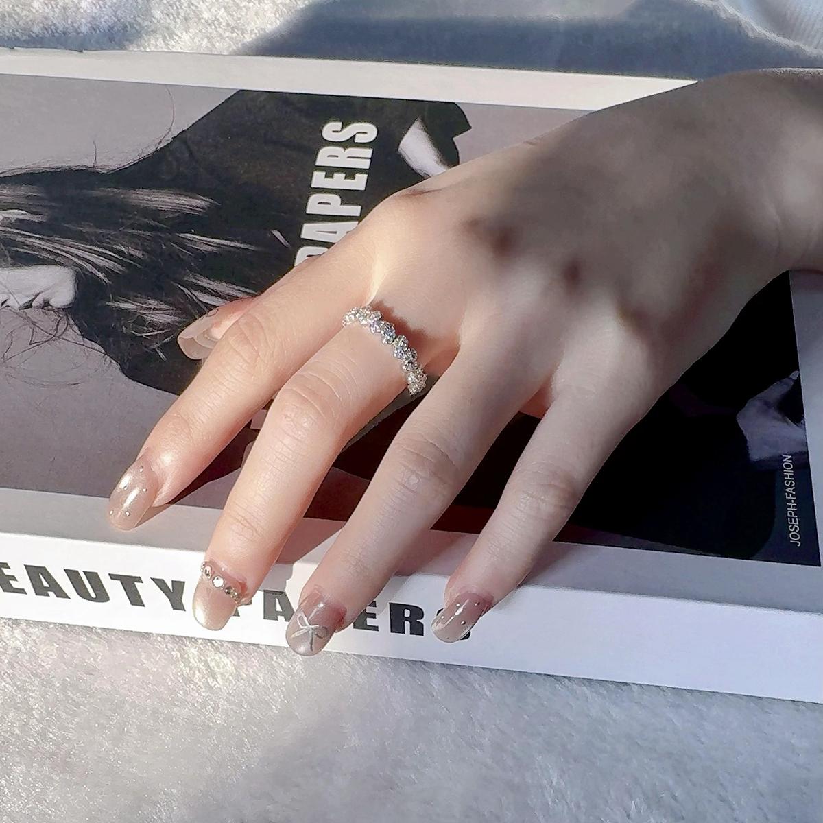 Delzzad Heart Eternity Band Ring Synthetic Moissanite Ring Jewelry S925 Perfect Birthday Engagement Wedding Anniversary Christmas Gift