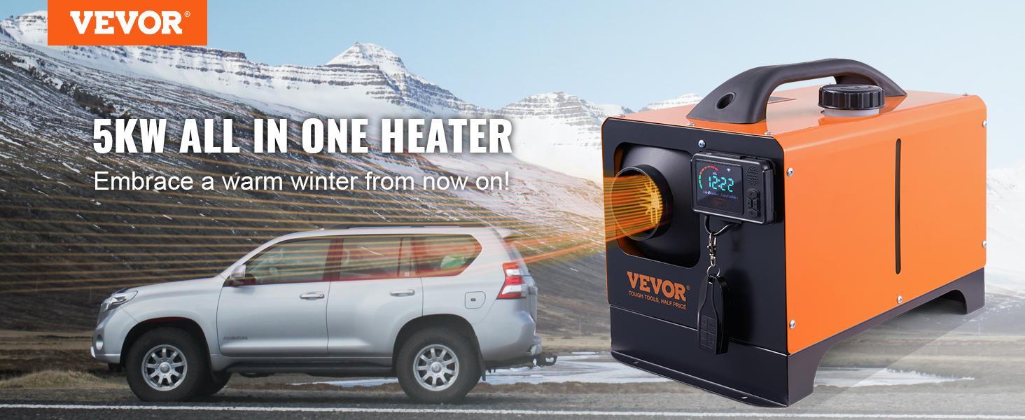VEVOR Diesel Air Heater, 12V 8KW Horizontal All-on-one with Bluetooth App and LCD, Automatic Altitude Adjustment Max 18045 ft, Portable Parking Heater Fast Heating Low Noise, Diesel Heater for Truck RV Trailer Camper Van Boat and Indoors