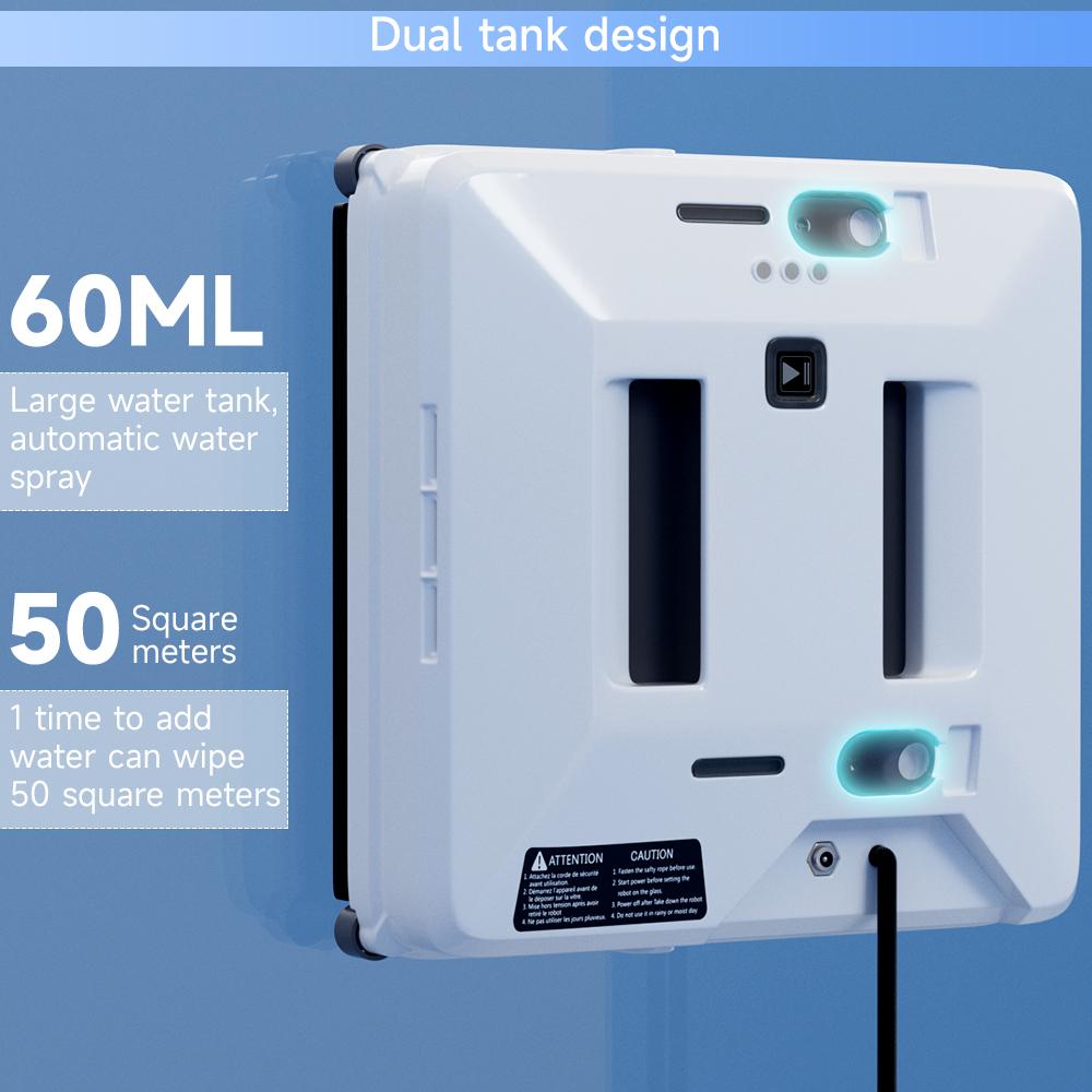 Smart Window Cleaning Robot,3000Pa/5600Pa Auto-Adjust Suction,Multiple Modes,AI Path Edge Clean, Remote Control