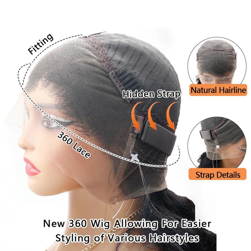 Bling Hair 13x6 Body Wave Lace Front Wigs Human Hair 180 Density HD Transparent Lace Frontal Wigs Human Hair Elastic Drawstring Glueless Wigs Human Hair Wig For Black Women