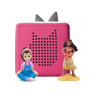 Toniebox 1 Audio Player Starter Set with Ms. Rachel & Moana - Pink - Includes Moana and Ms. Rachel Audio Toy Figurines + Charging Dock