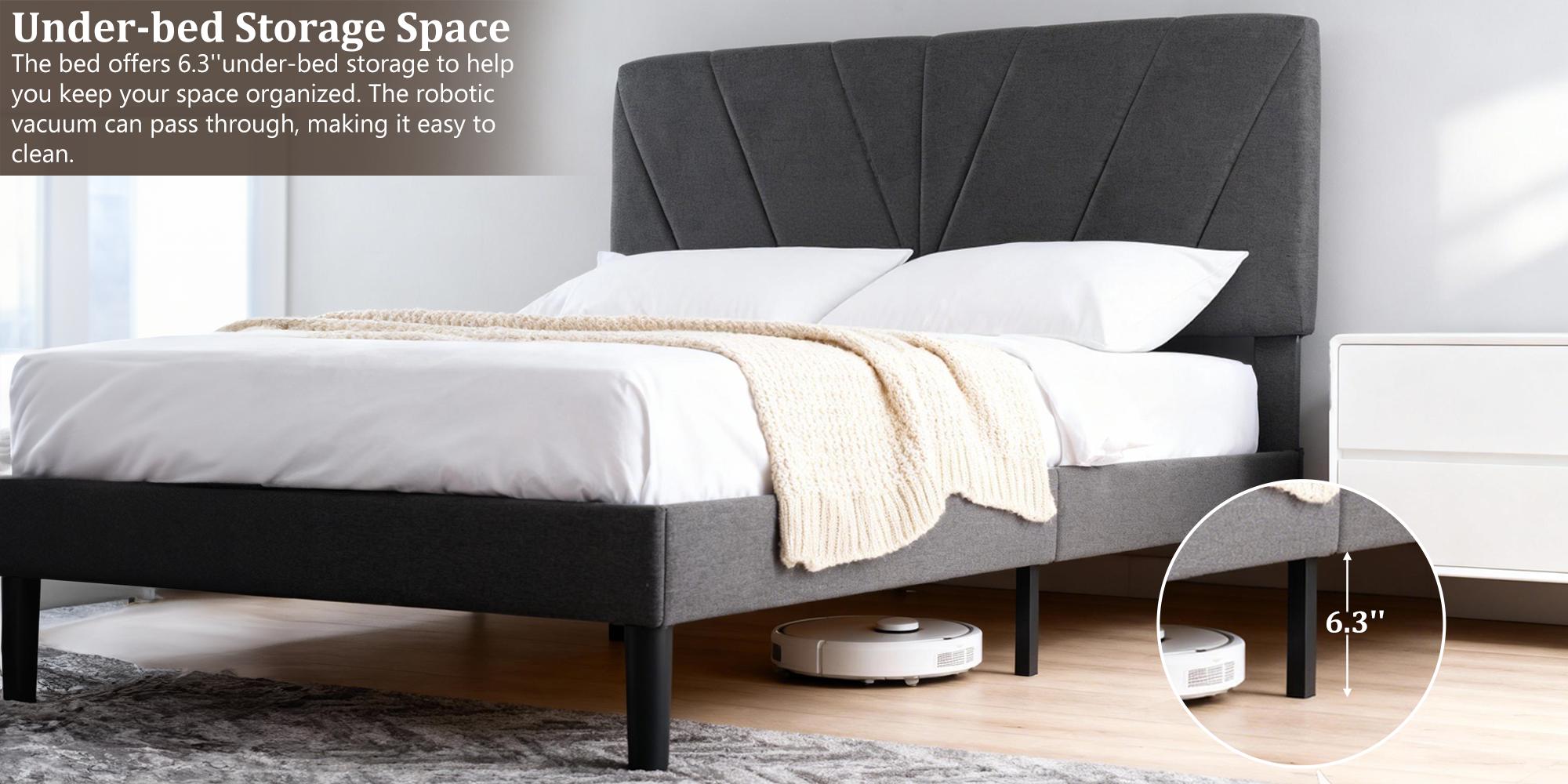 Upholstered Platform Bed Frame – Adjustable Headboard &Under Bed Storage – Quiet Sturdy Bed With Easy Assembly For Master Bedroom