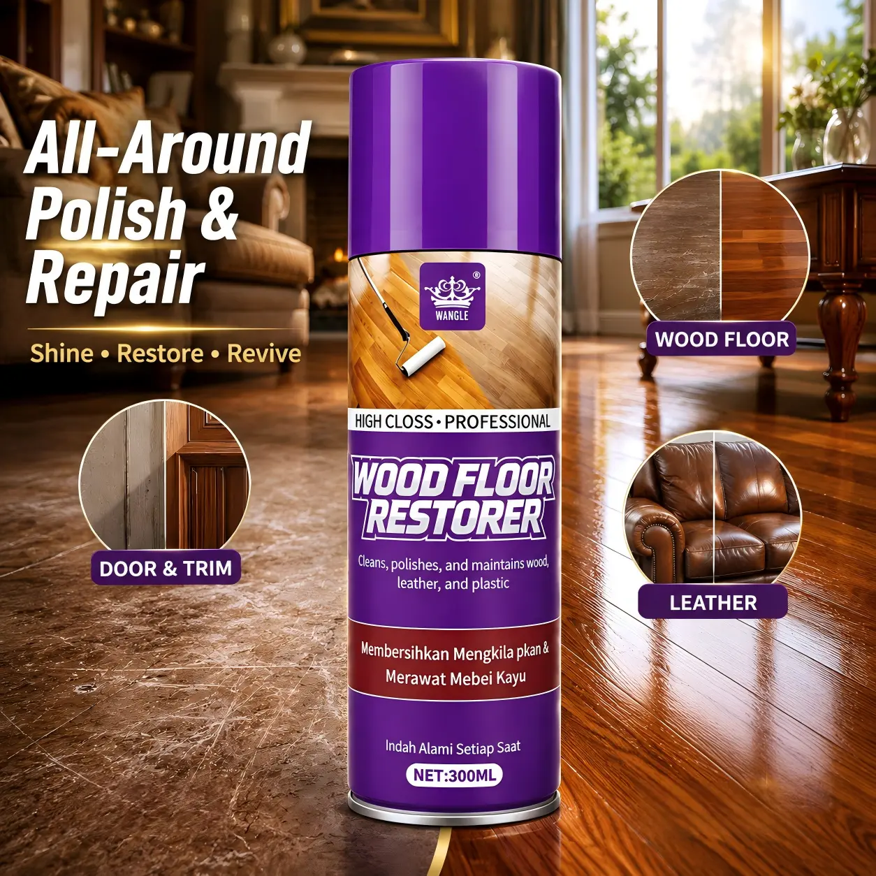 Wood Protection Wax – Premium Wood Care Formula Refreshes Dull Wood Surfaces, Adds Natural Shine & Smooth Finish, Helps Protect Wooden Floors, Furniture, Tables, Cabinets, Doors & Home Wood Items with Easy Daily Care