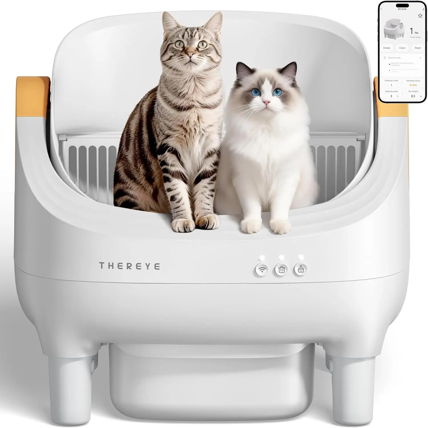 Thereye Open-Top Self-Cleaning Cat Litter Box - Automatic, App-Controlled, WiFi-Enabled, Odor-Free Waste Disposal with Trash Bags for 3-30 lbs Kittens #SummerVibes #petlovers Automatic Litter Boxes
