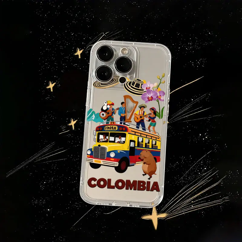 Colombian Cultural Music Bus Phone Case - Vibrant Folk Art Style for iPhone 17,16,15,14,13,12,11 Plus Pro Max - Unique Travel Gift