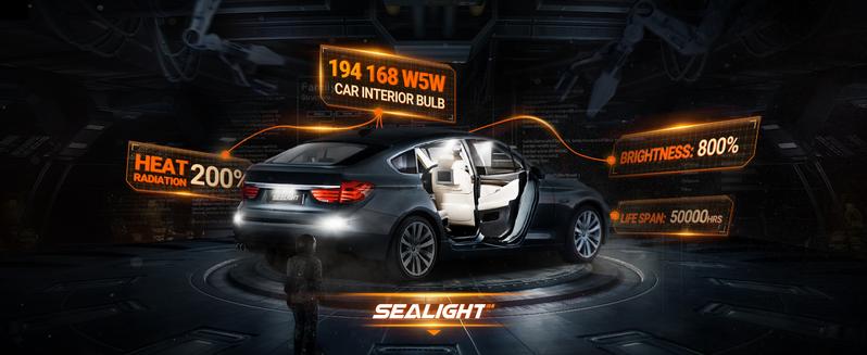 SEALIGHT 194 LED Bulb 6000K White, License Plate Light, Dome Light, T10 168 2825 W5W 3030 Bright Chips Wedge for Replacement Light Bulb, Map Trunk Door Courtesy Dash LED Light Bulb,Pack of 10, FathersDayGift