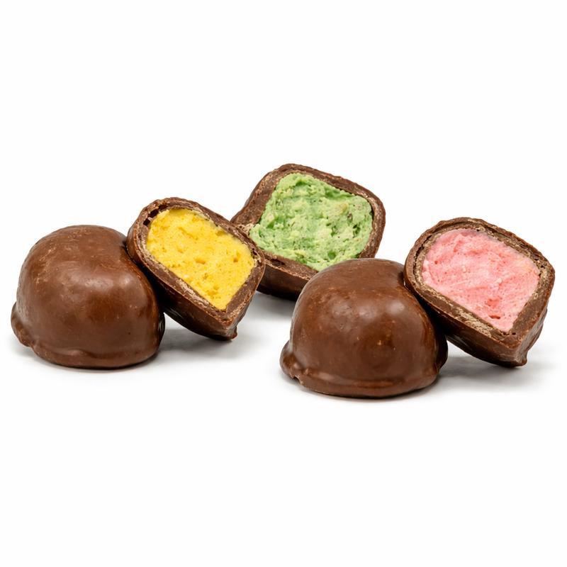Crunchers Chocolate Hard Candy Bites- Solid Milk Chocolate with Crunchy Texture 2.1 oz Heat Sensitive No Ice Pack Included Bonbon Snack