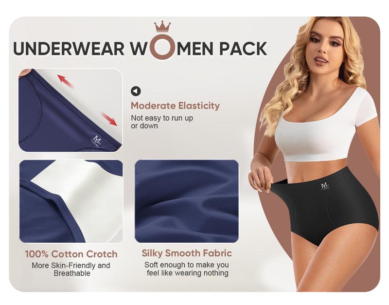 Morelect 5/7/10 Pcs High Waist Letter Print Briefs,XS-6XL Tummy Control Panties for Women,Solid Color Breathable Comfy Knicker for Daily Wear,Women's Underwear for All Seasons.