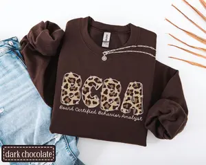 BCBA Short Sleeved T-SHIRT / Sweatshirt • Board Certified Behavior Analyst Crewneck • BCBA Work Sweater • ABA Therapist Gift • Behavior Analyst Leopard Cheetah