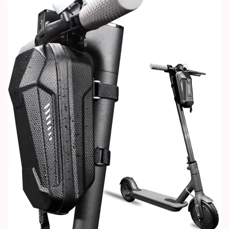 EVA Hard Shell Scooter Handlebar Bag - Sturdy 2L Waterproof Front Tube Storage Pouch with Adjustable Straps, Quick Release, Youth Cycling & E-Scooter Organizer for Headphones, Chargers, Ebike Accessories, Flashlights, Rainready Zippers, Shock‑Absorb Eva