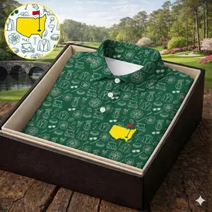 Azalea Masters Golf Pattern Polo Shirt, Masters Tournament Golf Polo for Men, Augusta Style Golf Shirt, Golf Lover Gift, Men's Performance Golf Top
