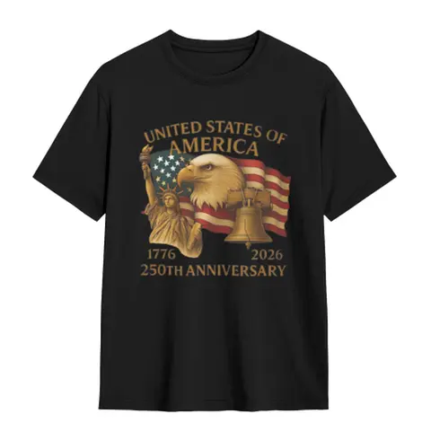 Men's Unisex Casual Round Neck Cotton Fitted Tshirt - USA 250th Anniversary, 4th of July Graphic, Polka Dot, Halloween, Streetwear Clothing, Hoodie Option, Thanksgiving Gift