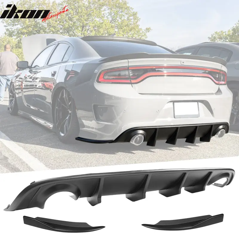 Rear Diffuser & 2PC Side Apron for Dodge Charger 2015-2023 V2 Matte Black