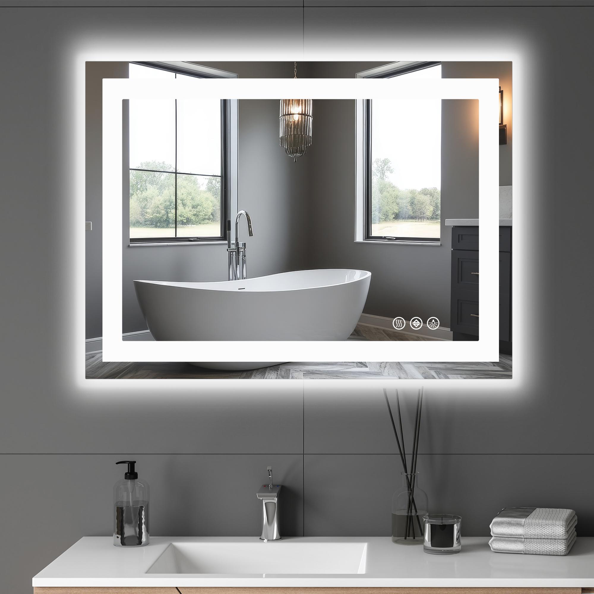 Anti-Fog LED Bathroom Mirror - Smart Mirror with Dual Light Source (Natural White + Warm White), 3 Lighting Modes, Dimmable Touch Control, IPX4 Waterproof for Vanity & Makeup
