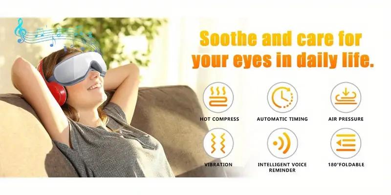 VITCOCO Eyes Massager Rechargeable 4D White Smart with Heat Vibration for Eye Fatigue Relief Adjustable Temperature Bluetooth 5.0 for Men Women Relaxing Gift VITCOCO Eyes Massager Rechargeable 4D White Smart with Heat Vibration for Eye Fatigue Relief Adjustable Temperature Bluetooth 5.0 for Men Women Relaxing Gift