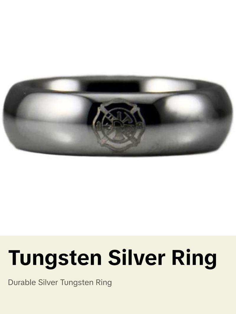 Silver Tungsten Slim Firefighter's Ring