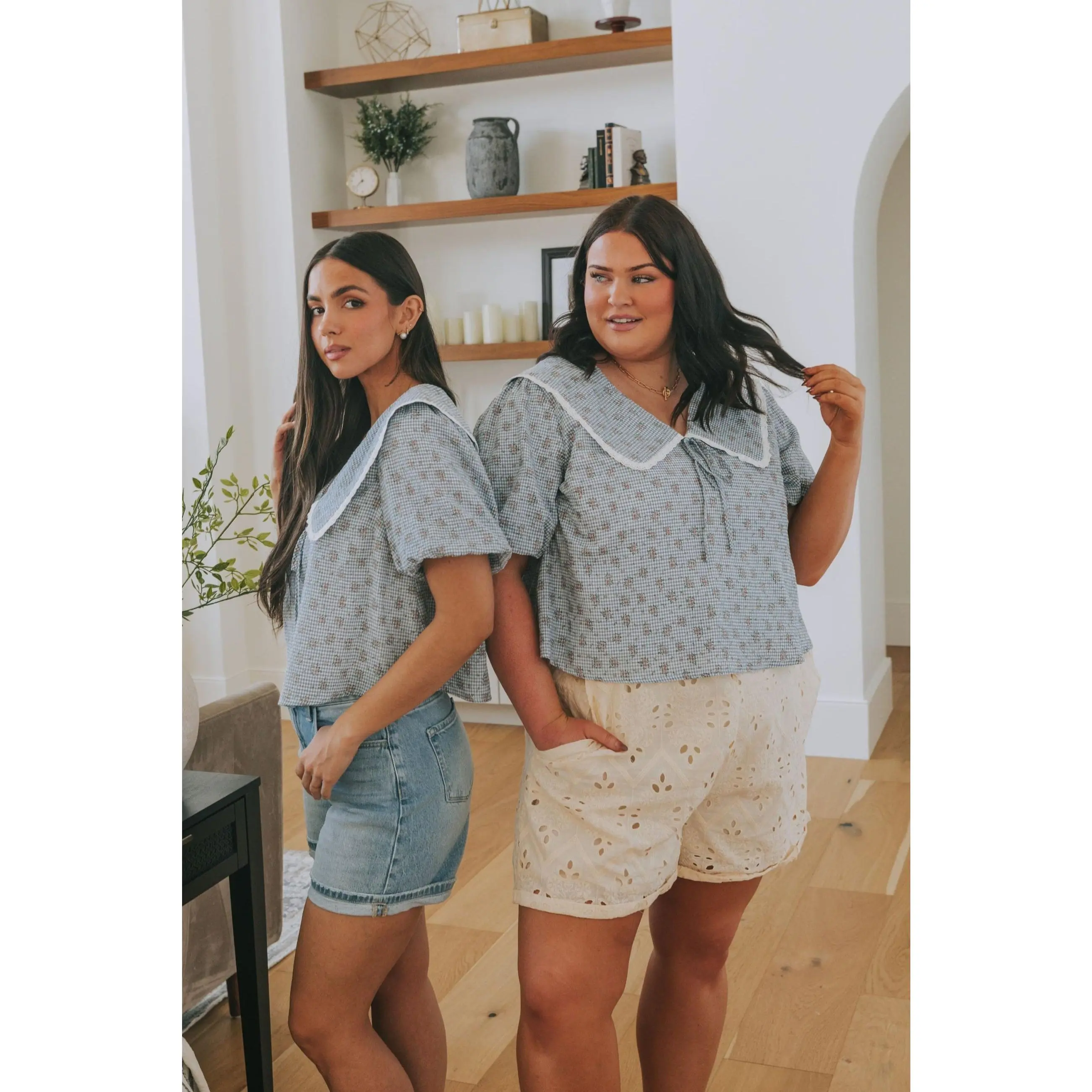 INCLUSIVE SIZING - French Cafe Top - Chic French Cafe Top, Inclusive Sizing, Premium Elastic Fabric, Feminine Lace, Eyelet Floral Details