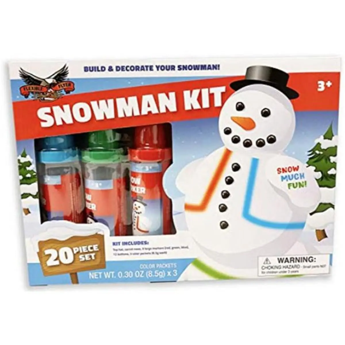 Paricon Flexible Flyer Build a Snowman Kit with Snow Art Markers, 20-Piece DIY Craft Kit, Craft Supplies for Creative Play, Diy Craft Kits