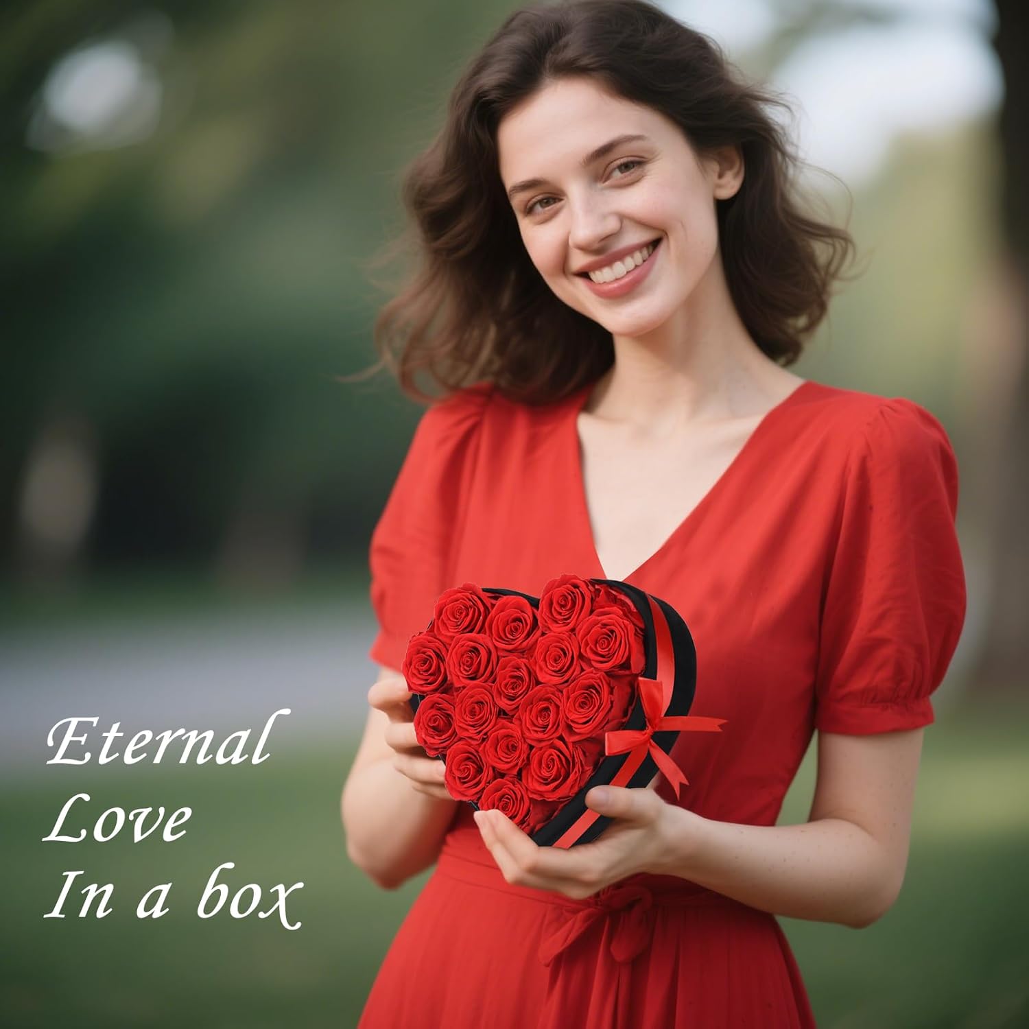 Luxury Forever Real Roses in Suede Box - 16-Piece Preserved Flowers Roses Gifts for Delivery Prime Birthday, Valentines's Day, Mother's Day,Anniversary, Graduation Gifts for Her (Red)