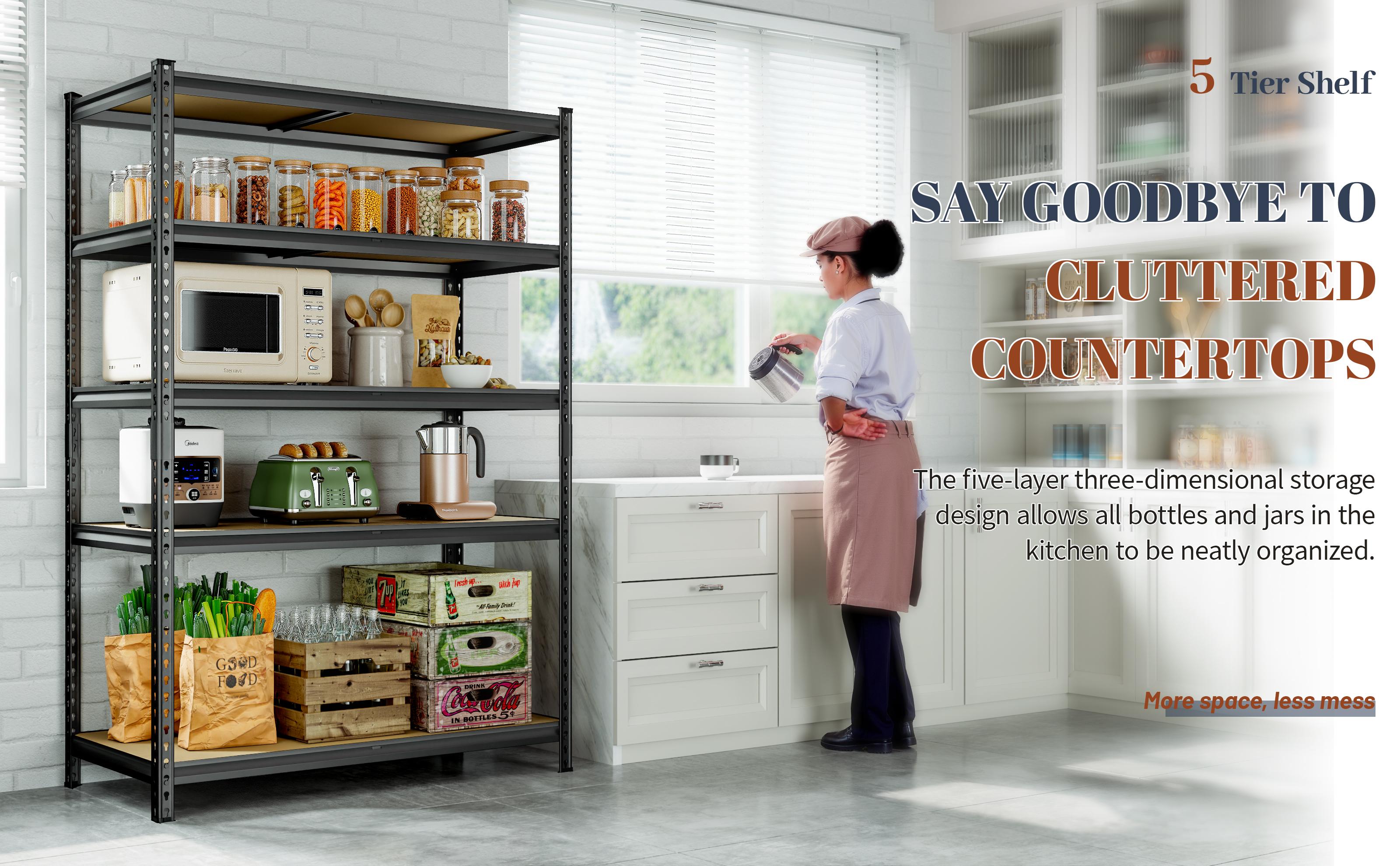 TryLazy 5-Tier Metal Storage Shelving Unit Height Adjustable Versatile Utility Rack Shelf for Craft Warehouse Pantry Kitchen Organiser Heavy Duty 2600lbs