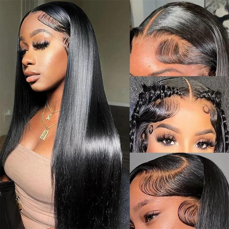 Bling Hair Straight Lace Front Hair Wigs 13x4 13x6 Lace Frontal Human Hair Wig for Women Brazilian Natural Black Hair 180% Density Pre-Plucked Hair Wig TikTokShopBlackFriday