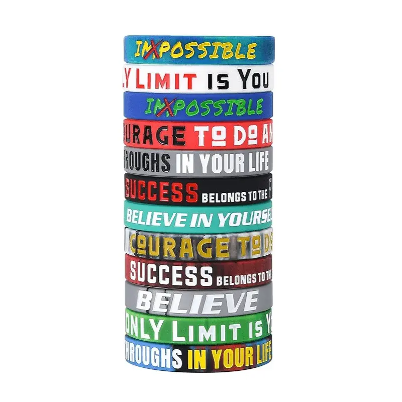 Silicone Bangle Set Multipack - Inspirational Message Bracelets for Unisex Teens & Adults, Casual Daily Wear Fashion Accessories, Birthday Gift for Loved Ones to Uplift, 100% Silicone Bracelets & Bangles, Inspirational Text Bracelets & Bangles