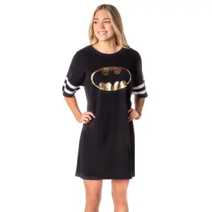DC Comics Womens' Batman Classic Symbol Nightgown Pajama Shirt Dress